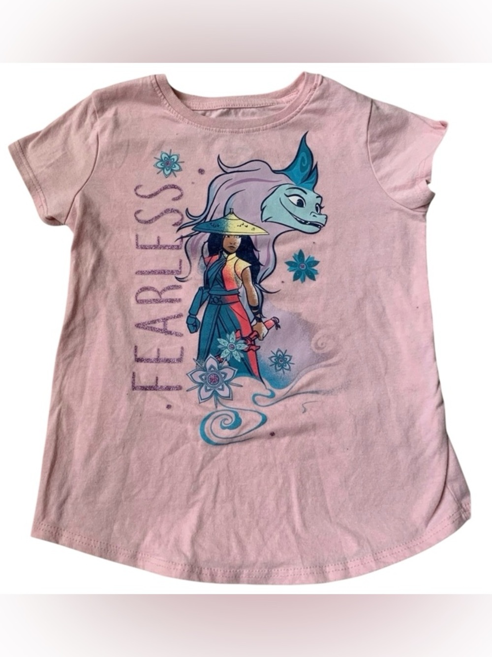 🎇🎆3for$9 Disney Raya and the last dragon shirt- size 6- light pink